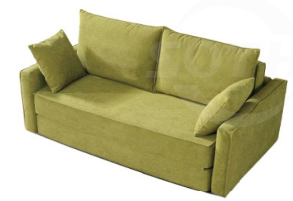 Green Two-Seater Sofa with Pillows - Image 1