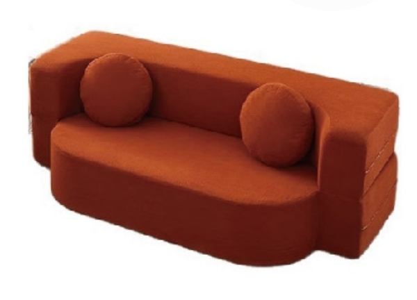 Terracotta Sofa with Round Cushions - Image 1