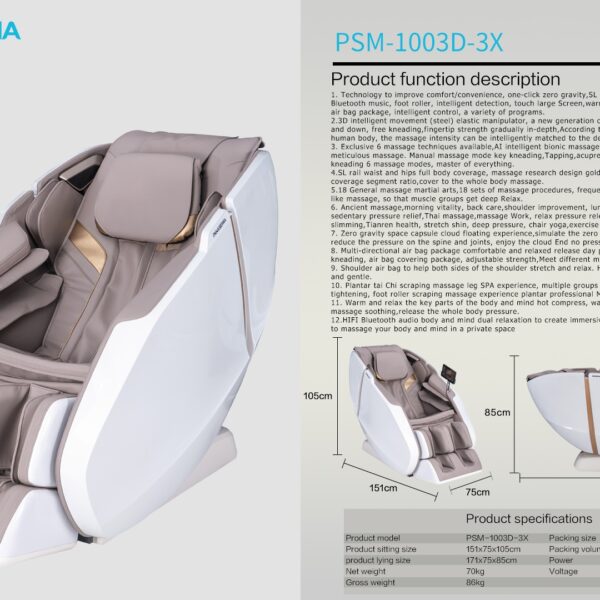 Luxury AI Full Body Massage Chair – 1003D-3X Zero Gravity Recliner with SL Track, 3D Intelligent Movement & Airbag System - Image 2