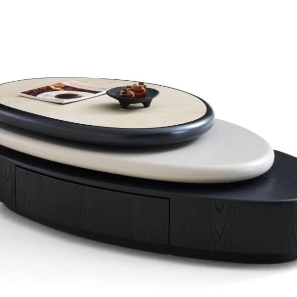 Modern Rotating Black Tea Table – Model 2323C - Image 1