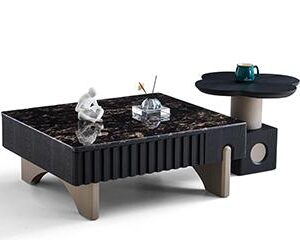 Black Elm Veneer Nesting Coffee Table Set with Sparkling Gemstone Surface – Model 572 - Image 1