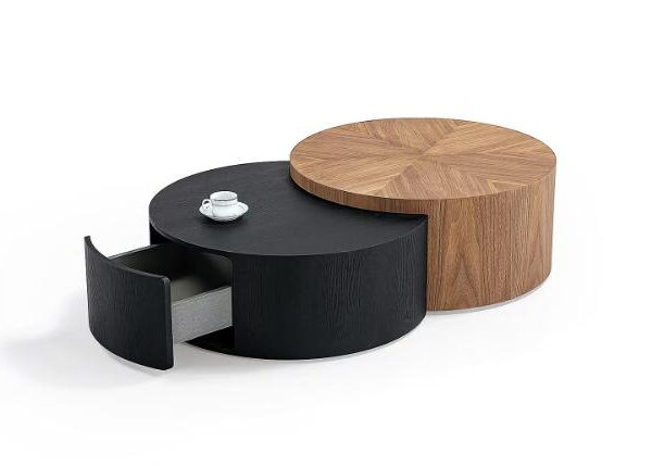 Black Elm & Walnut Veneer Nesting Coffee Table Set – Model 1916 - Image 1