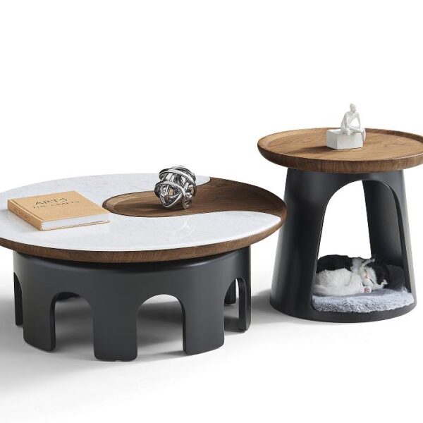 Luxury Two-Tone Nesting Coffee Table Set with Stone Top – Model M10 - Image 1