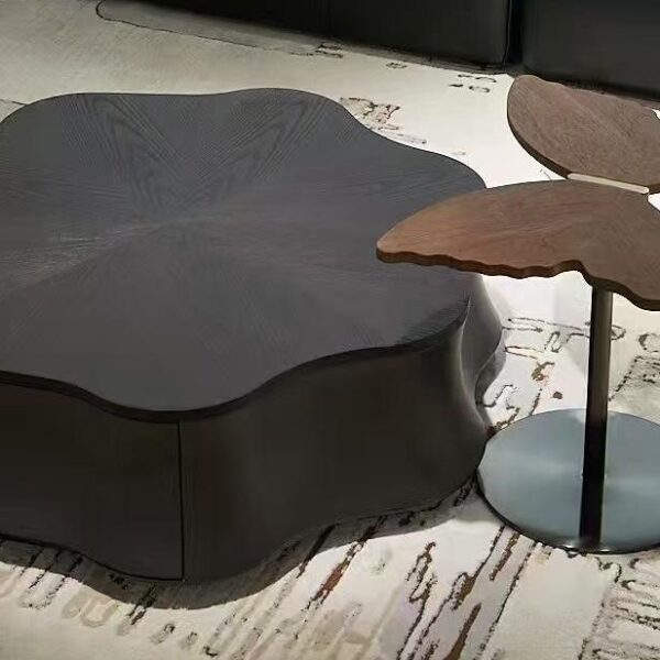 Black Nesting Coffee Table Set with Parquet Veneer Top & Storage Drawer – Model 2513 - Image 1
