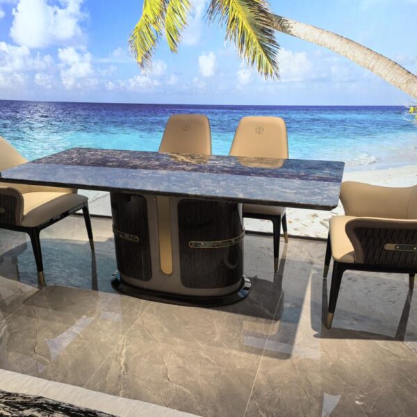 Long Dining Table – Deep Brown Yaotan - Image 1