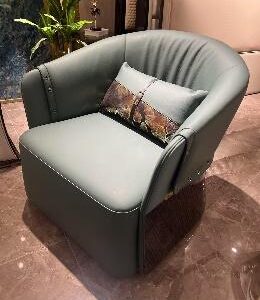 Leisure Chair with Solid Wood Frame and Nappa Leather - Image 1