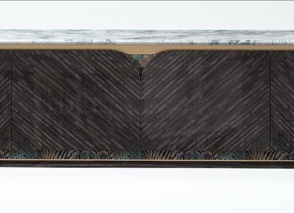 TV Cabinet (Dark Brown Ebony Pattern with Marble) - Image 1