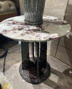 Side Table (Dark Brown Ebony with Marble) - Image 1