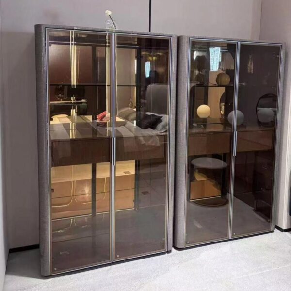 Two-Door Wine Cabinet (Nice Wood Grain / Speckled Pattern) - Image 1