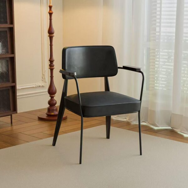 Dining Chair XY-GYFY | Iron, PU leather | Black/Brown | 52×55×80 cm - Image 1