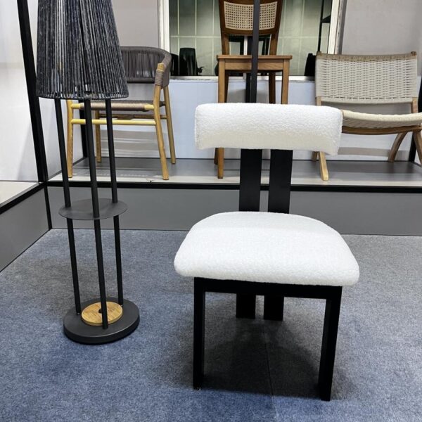 Dining Chair XY-TXY | Rubber Wood, Teddy Fabric | Black+White Color | 45×45×80 cm - Image 1
